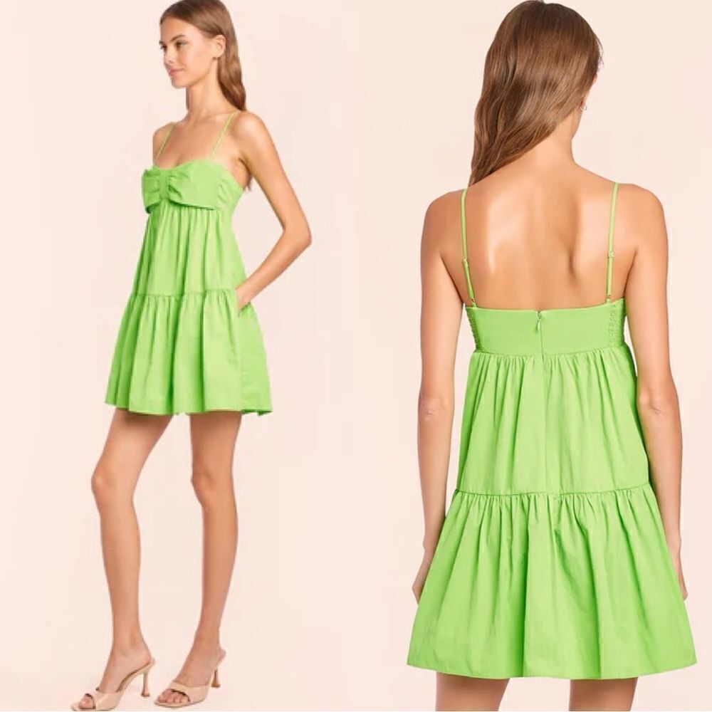 Amanda Uprichard Gianina Mini Green Dress Puff Tank Size S